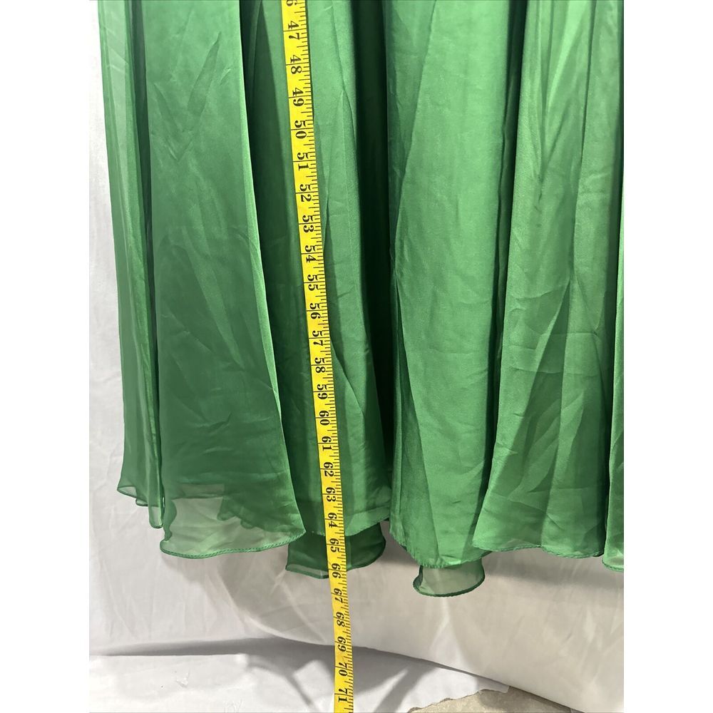 NWD $398 Mac Duggal [ 14 ] Pleated One‎ Shoulder Chiffon Gown Green #G1782 - Picture 7 of 16